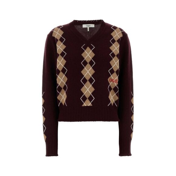 Chloe Women Burgundy Wool Blend Sweater